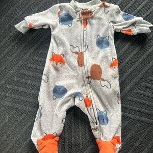 Carter's Gray One Piece with Orange and Blue Animal Print